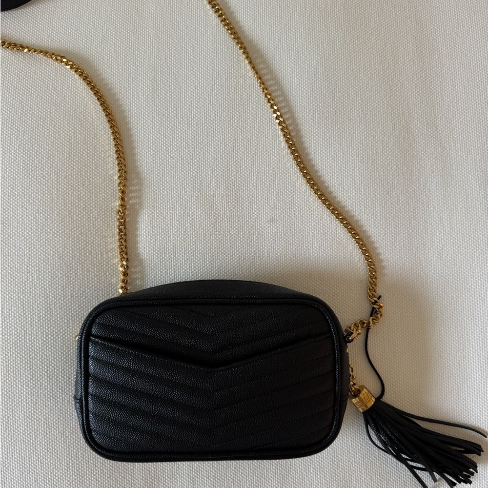 Yves Saint Laurent Lou Mini Black Quilted Leather Crossbody Bag - Picture 8 of 13